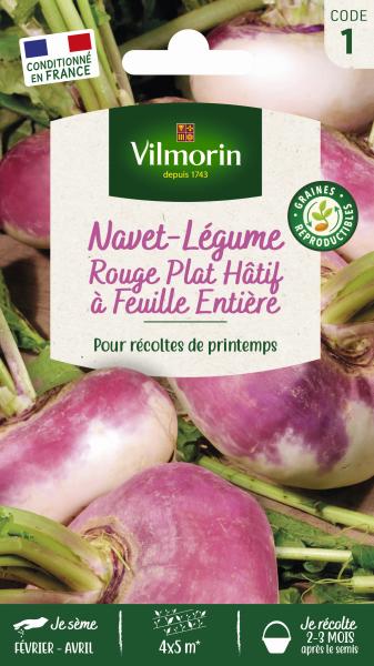 Potagères - Navet-Légume Rouge Plat Hâtif à Feuille Entière - PACKAGING_RECTO